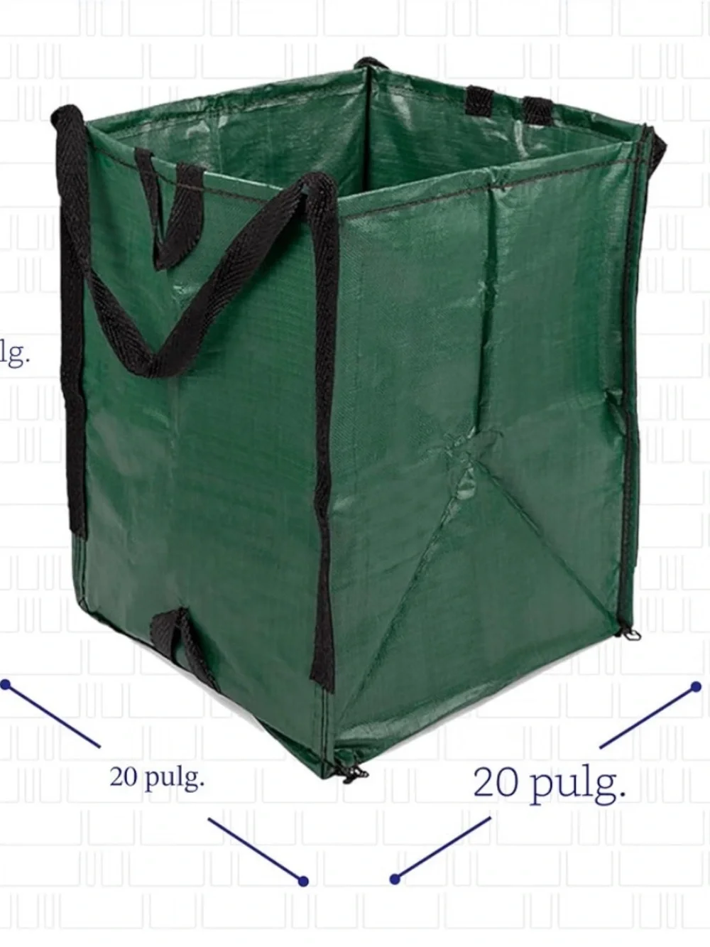 Foldable Green Yard Tote with Reinforced Handles -